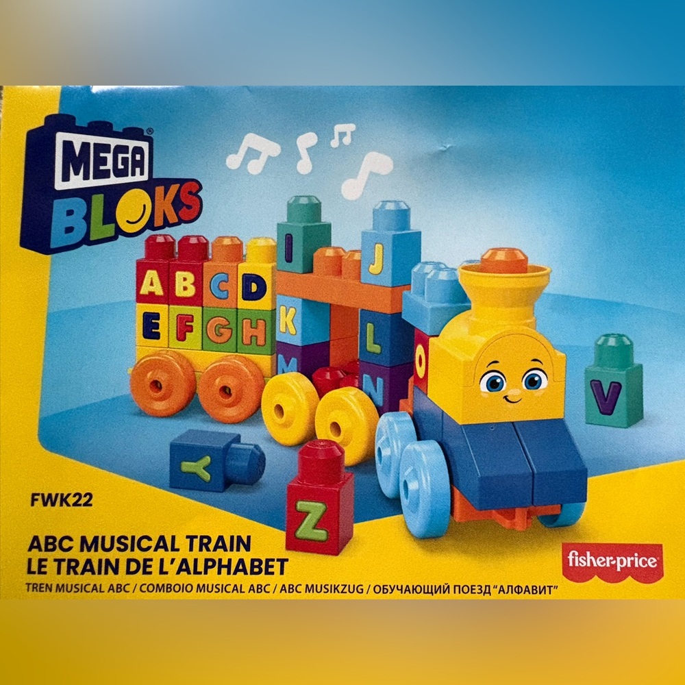 Mega Bloks Alphabet Musical Train Toy Interactive Colorful Fisher-Price